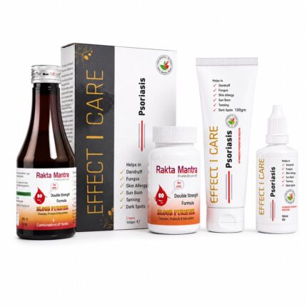 Effect Care Health Experts | Psorasis Care Combo Kit | EC CREAM PACK + RAKTA MANTRA BLOOD PURIFIER SYRUP + RAKTA MANTRA CAPSULES (60Cap)